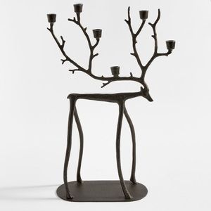 Pottery Barn Bronze Sculpted Reindeer Candleholder Centerpiece